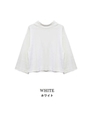 ワイドスリーブモックネックトップス/ホワイト