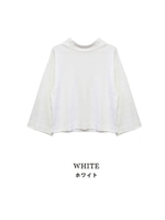 ワイドスリーブモックネックトップス/ホワイト