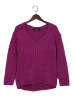 ☆JOC 針抜き柄 Vネックドロップショルダー/DK.Brn