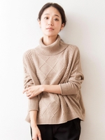 ケーブル柄ポンチョ風プルオーバー/グレー