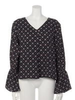 ジオメトリック柄ブラウス/BLUE DK