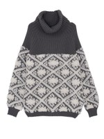 【sw】タートルもこもこジャカードニット/ミントグリーン