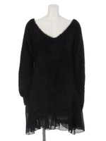 バックリボンチュニックニット/BLK