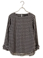 P.ギンガム袖リボンブラウス/ギンガムチェック