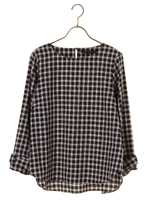 P.ギンガム袖リボンブラウス/ギンガムチェック