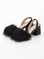 【ME AND HER】 つっかけフェイク ファーサンダル/BLACK