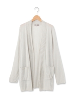 ◆リブ衿ロングニットカーディガン/ライトオレンジ(066)