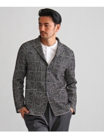 チェック柄テーラードニットカーディガン/チャコールグレー(214)