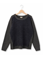 ブークレ切り替えニット/ブラック系(015)