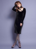 ベロアクロスチョーカードレス/BLACK