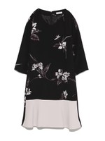切替ヘムフラワーワンピース/BLK