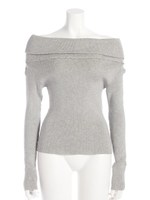 オフショルダー長袖ニットプルオーバー/ライトグレー