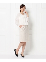 ツイードジャージドッキングワンピース/ベージュ(052)