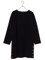 ミラノリブ裾ボタンチュニック/ネイビー