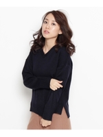 重ねVバルキーニット/ネイビー(093)