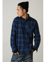 【AZUL by moussy】ビエラトーンチェック長袖シャツ/BLU