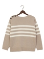 【WEB限定】◎JCOG ボーダー 肩ボタンボートネック/Beige