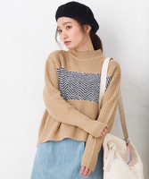 ジャカード入りコクーンプルニット