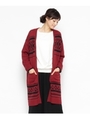幾何柄ニットカーディガン/ボルドー(064)