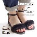 ファー ストラップサンダル