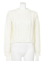 ポコポコショートケーブルニット/ベージュ