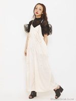 バックオープンサテンロンパース/ベージュ