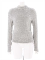 シャギー風プチハイネックトップス/ブラック