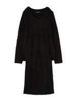 ブークレリブ編みセットアップワンピース/ホワイト(030)