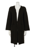 【Omekashi】ワイドリブロングカーデ/BLACK