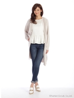 ワイドリブニットコーディガン/ベージュ