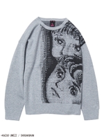 【X-girl×楳図かずお】MY NAME IS SHINGO KNIT TOP/アッシュ