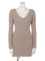 リブボーダーフェザーニットOP/グレー