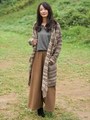 T/Rダブルクロス バイオ加工・フレアースカンツ/キャメル