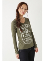 【AZUL by moussy】スカルラベルVネックロンT/O/WHT