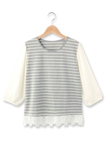 ◆異素材ドッキングプルオーバー/グレー(312)