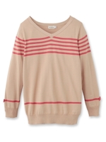 ボーダーコットンニット/サンドベージュ(353)