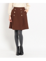 メタルボタンつきタックフレアスカート/ブラウン(042)