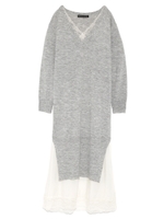モヘヤ×レースセットワンピース/GRY