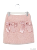 リボンシャギーミニスカート/ブラック