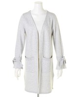 リボンフレアスリーブコーディガン(グレー)/グレー