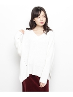 畦Vネックドルマンニットプルオーバー/ホワイト系(002)