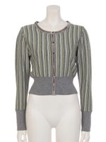 【sw】ストライプコンパクトカーデ/グレー