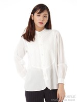 コットンレースブラウス/ブルー