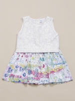 フラワーガーデンプリントスカートつきOP/ブルー