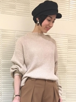 袖ボリュームリブニットプルオーバー/オフ