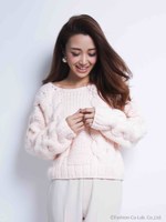 hand cable knit pullover/PINK