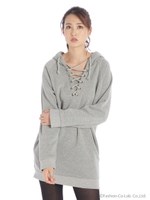 スピンドルフード裏毛OP/杢GRY