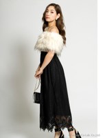 ファーオフショルワンピース[DRESS]/ブラック