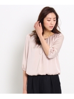 〔洗える〕ライトサテンバルーンブラウス/ブラック(019)