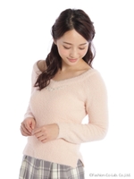 Ｖネックヘアリーニット/ネイビー